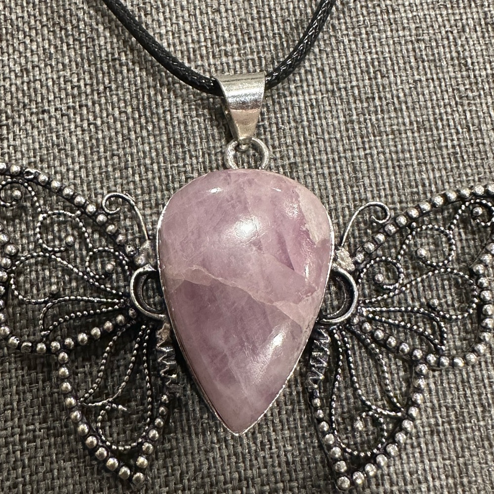 Delicate Pink Butterfly Pendant Necklace - Picture 2 of 4